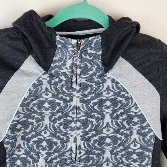 Anthropologie Pure + Good Colorblock Zip Hooded Sweatshirt sz XS? Flawed - Picture 2 of 8